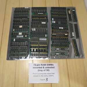 Vintage Memory Lot - 50 pieces of 72-pin RAM SIMMs - Various Brands, Untested #3
